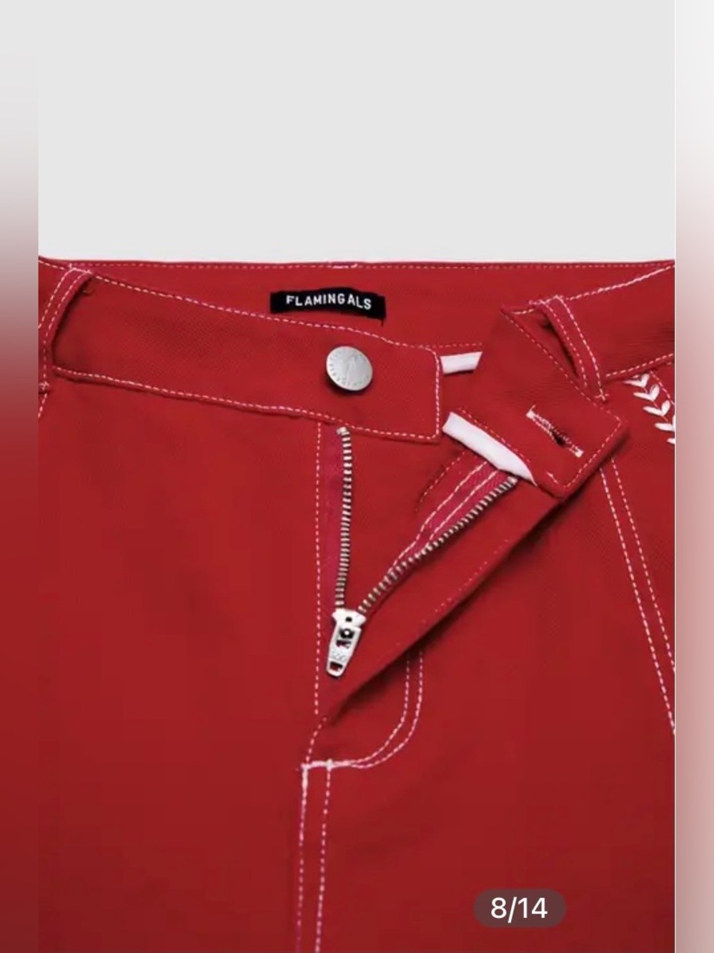 Contrast Stitch Mid Rise Wide Leg Crop Pants - Picture 5 of 8